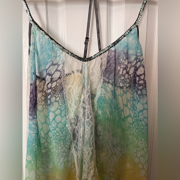 Free People Lace Chiffon Sequin Strap Camisole, Size M - Picture 2 of 3